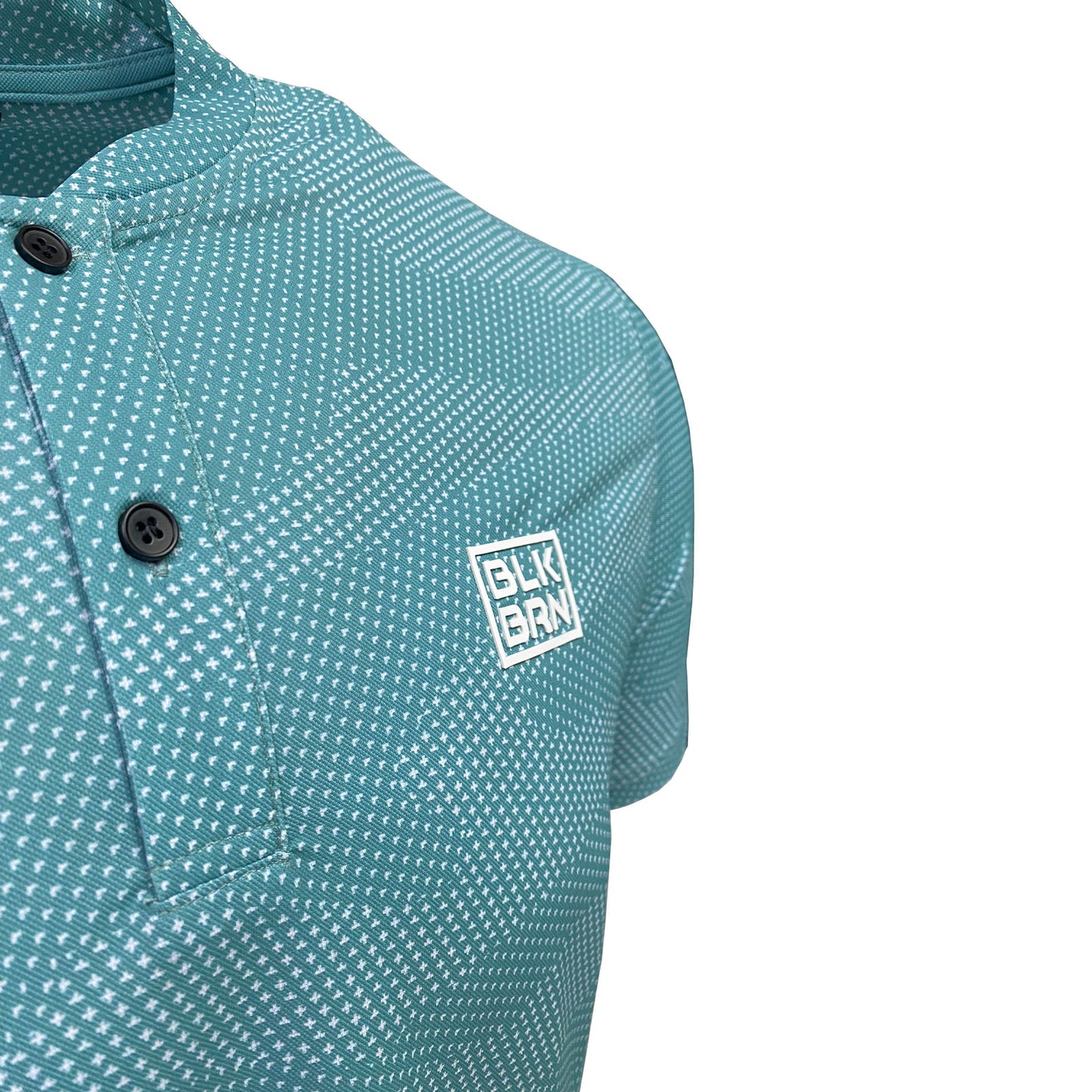 BLKBRN Low Collar, Grid Camo Polo, Mint Camo